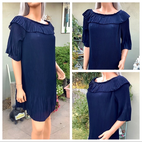 🎉HP NWT Sz6 “Francies Bardot” Ted Baker London Pleated Dress Shoulder Neckline - Picture 8 of 16